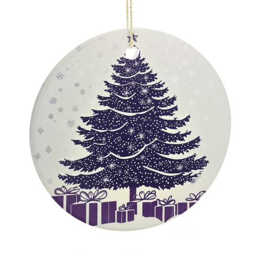 Purple Christmas Tree Ornament with Snowflake Print