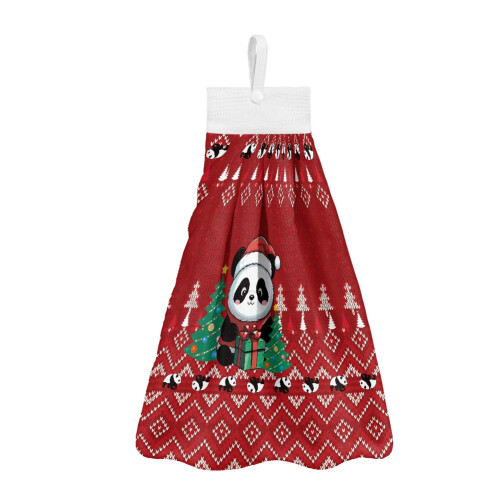 Christmas Panda Hanging Hand Towels 2-Pc Breathable Kitchen