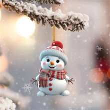Snowman Ornament Christmas Tree Decoration Red White Santa