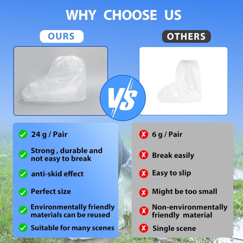 Waterproof Shoe Covers Plastic Non-Slip 10 Pairs 1