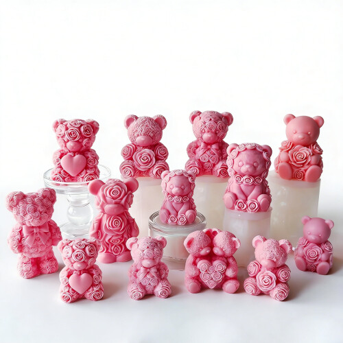 Rose Bear Silicone Mold for DIY Candle Resin Chocolate Cake
