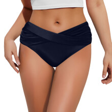 Women's Twist Bikini Bottoms High Cut Ruched Swimsuit Bottom
