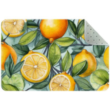 Lemon Pattern Washable Kitchen Rug Non-Slip 20x30 Inch