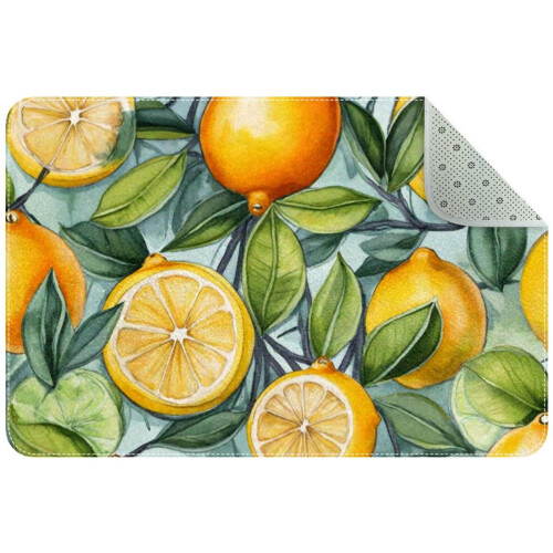 Lemon Pattern Washable Kitchen Rug Non-Slip 20x30 Inch