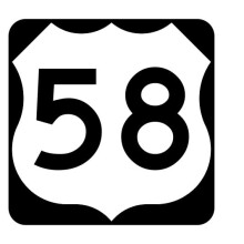 US Route 58 Metal Highway Sign 12 x 12 Inch