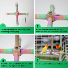 360 Rotating Stand, 0.8 Inch Diameter Natural Cotton Rope Perch for Parakeets, Cockatiels, Parrots, Conures