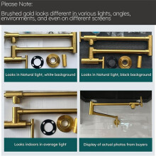 Pot Filler Faucets for Kitchen, Sink, Stove and Bar Wall Mount Double Joint Swing Arms.Leak Free Designs Gold