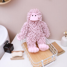 Fuzzy Ball Hand Towel Blue Chenille with Hanging Loop