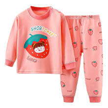 Baby Pajamas Cotton Long Sleeve Sleepwear Set Light Pink