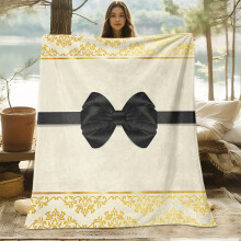 Black Bow Cotton Flannel Blanket 100% 50x60 in