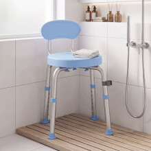 HOMCOM 360 Swivel Shower Stool, Rotating Shower Chair with Aluminium Frame