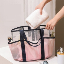Portable Beach Bag Bathroom Storage Bag Foldable Mesh Beach Bag Gym and Swim Bag Large-Capacity Portable Storage Bag A