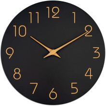 Silent Battery Wall Clock Wooden White 12 Inch