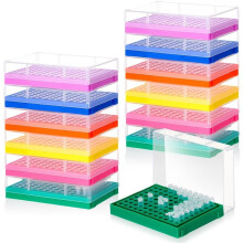 12 Pcs Tube Rack for 0.2ml Micro-Tubes 96 Holes 8 X 12 Array Tube Racks with Lid for Laboratory Industrial Use