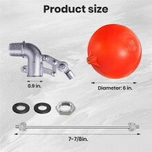 3/4 Inch Stainless Steel Float Valve for Water Tank, Heavy-Duty Design with Adjustable Angle Rod for Water Level Control