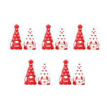 Couple Gnome Figurines Resin Red White Heart 2 pcs
