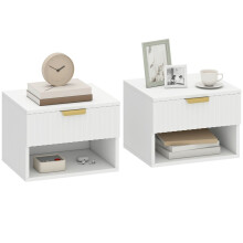 Floating Nightstands Set of 2, Modern Wall Mounted Bedside Tables, White