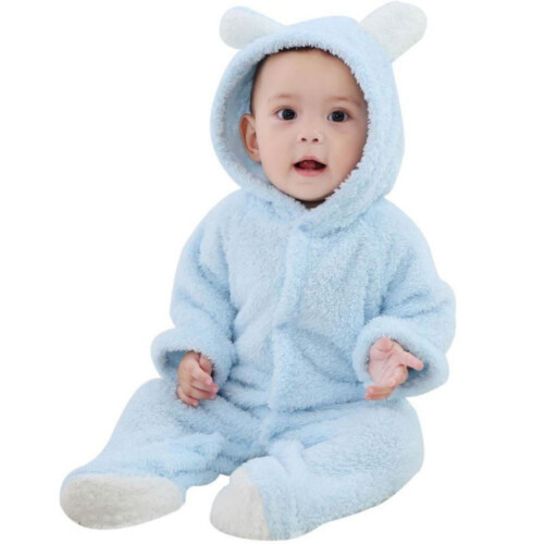 Infant Flannel Romper Solid Color Stitching Package Foot