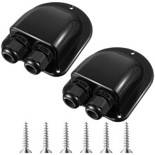 2-Pack Solkabelgenomföring, Solkabelgenomföring, Dubbel Kabelgenomföringshus för Alla Typer Av 3 mm² Till 10 mm² Husbil, Husvagn, Svart