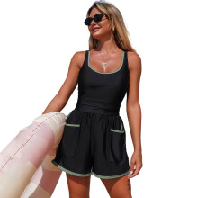 Women's Tankini Swimsuit with Shorts Tummy Control Pockets