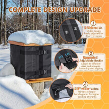 Winter Bee Hive Wrap for 10 and 8 Frame Beehives, 600D Oxford Cloth Adjustable Beehive Wrap for 2 Deep Hive Boxes