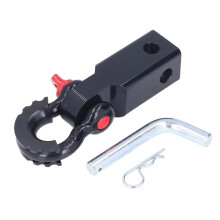 2in Universal Shackle Hitch Hook Receiver High Strength Steel Tow Hitch Receiver for Cars Trucks Jeeps Black