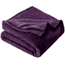 Microfiber Flannel Blanket Dark Purple 59x79 Inch