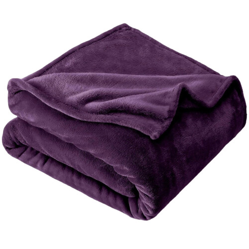 Microfiber Flannel Blanket Dark Purple 59x79 Inch