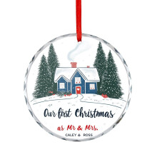 Personalized Glass Christmas Ornament for Newlyweds