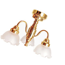 Dollhouse Chandelier LED Ceiling Lamp 3-Head Gold Base
