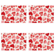 Romantic Heart Placemats Waterproof Set of 4 12x18 inch