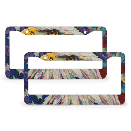 American Flag Eagle License Plate Frames Aluminum 2-Pack