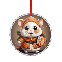 Cartoon Hamster Crystal Glass Christmas Ornament 1pc