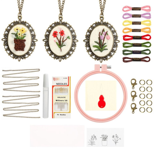 Embroidery Kit Necklace Set Portable Sewing Tools