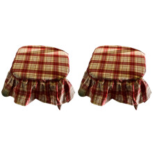 French Farmhouse Plaid Chair Cushions with Ruffles and Ties