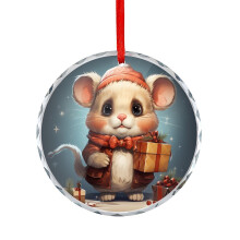 Cartoon Hamster Christmas Ornament Glass 1pc