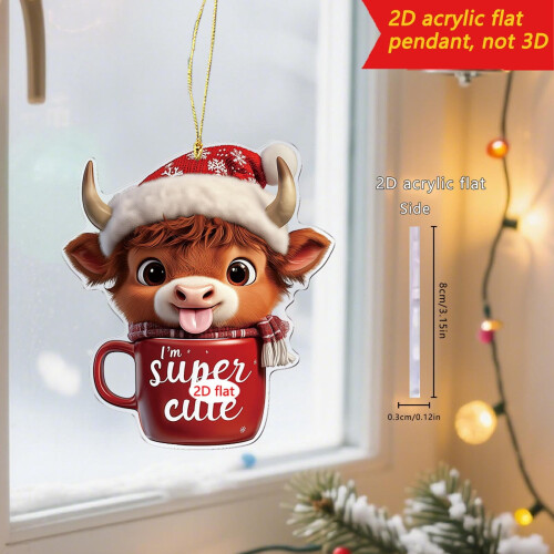 2D Acrylic Coffee Cup Christmas Ornament Animal Design 2