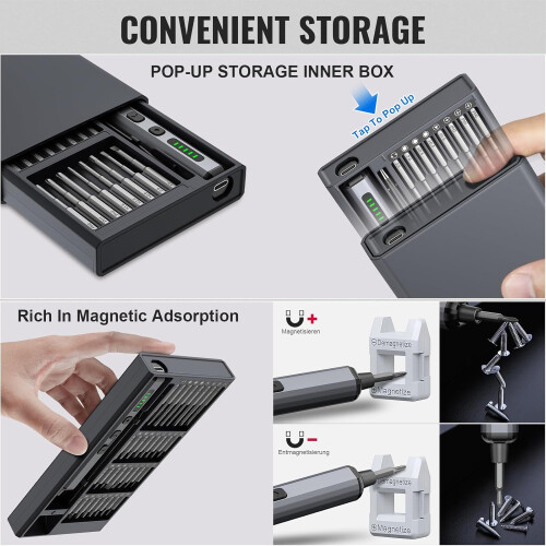 Mini Electric Screwdriver Set 3.7V with 72 Magnetic Bits 1