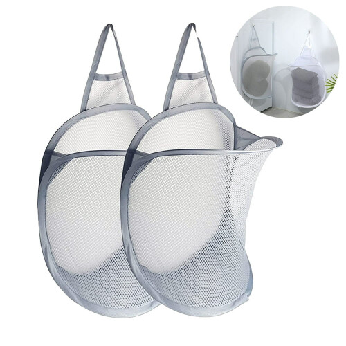 Mesh Hanging Laundry Hamper for Kids and Travel