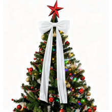 Velvet Christmas Bow White 71x20in