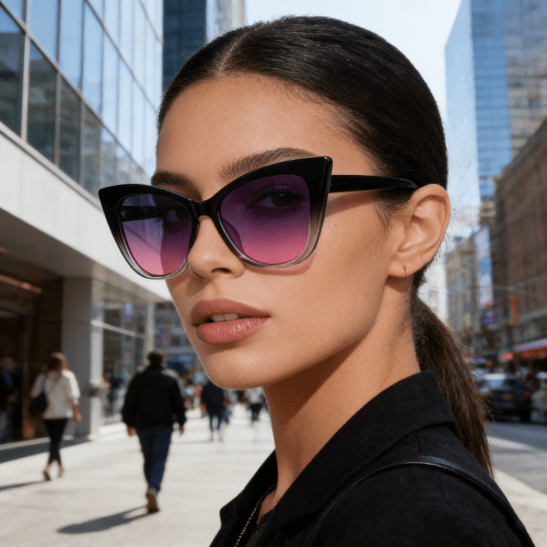 Women's Cat Eye Sunglasses Gradient Color Joker Style