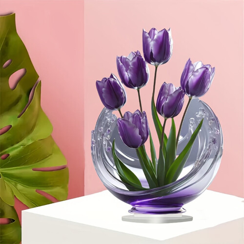 Purple Tulip Acrylic Desktop Decor 1pc