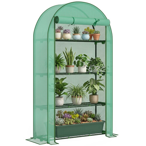 Four Shelf Mini Greenhouse - Green