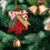 Christmas Tree Ornament Suede Red with Bow and Bell 4