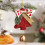 Christmas Tree Ornament Suede Red with Bow and Bell 6
