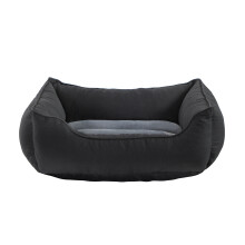 (Small 17x21"+ 8", Black/grey) Dog Beds Soft -Anti-Anxiety Dog Bed- Rectangle Dog Bed with Cosy Plush, Dog Beds Sofa Plush Mat Size Small|Medium|Large Machine Washable.