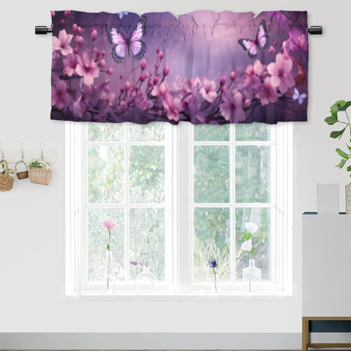 Butterfly Thermal Insulated Window Valance Spring Floral