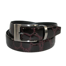 CTM Leather Croc Print Dress Belt with Clamp On Buckle