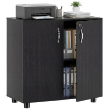 Two-Tier Locking Office Storage Cabinet - Black