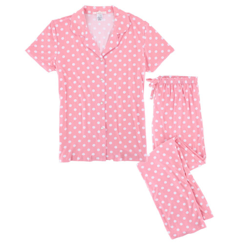 Gabriella Women's Notched Collar Polka Dot Pyjama Set